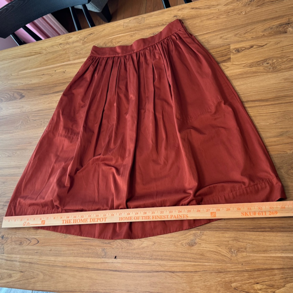 NWT Zara Woman Skirt Dark Orange Midi Skirt Side Zipper - Picture 5 of 10